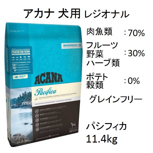 アカナ・犬用パシフィカドッグ レシピ（全犬種・全年齢対象）11.4kg